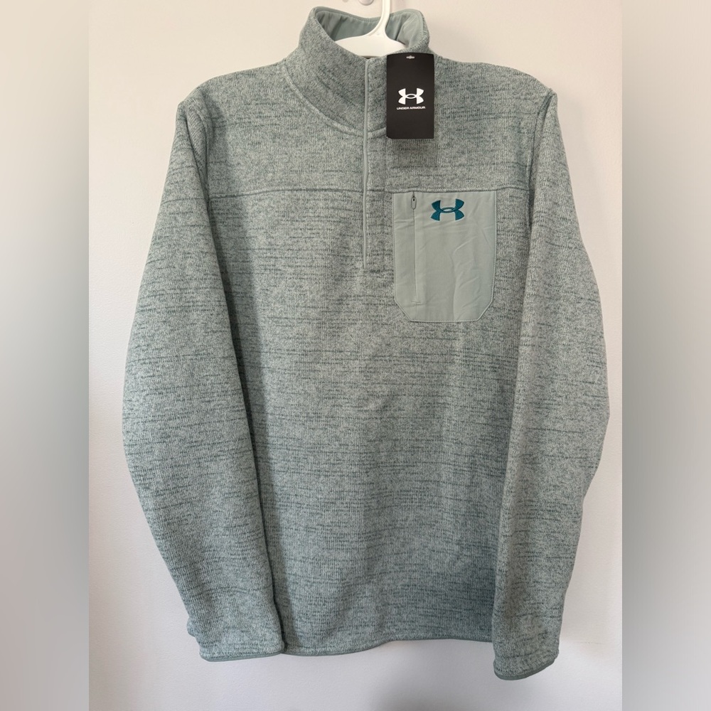 Under Armour Gray and Teal Quarter-Zip Pullover
